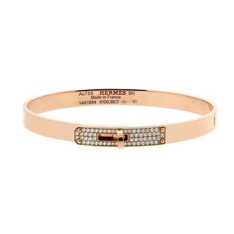 rose gold hermes bangle|Hermes gold bracelet with diamonds.